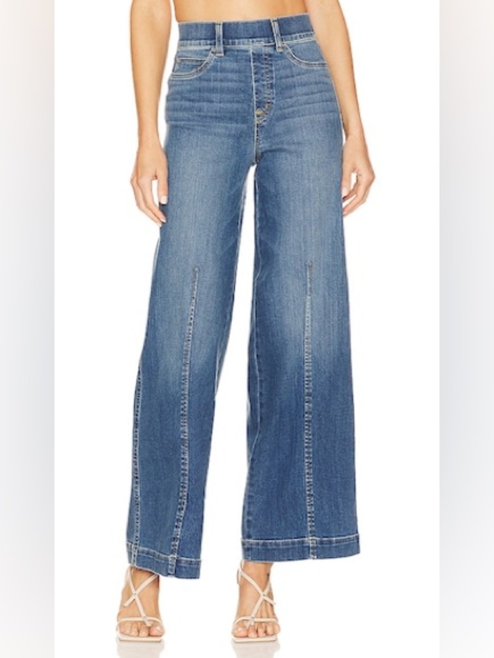 Spanx Seamed Front Wide Leg Jean in Vintage Indigo